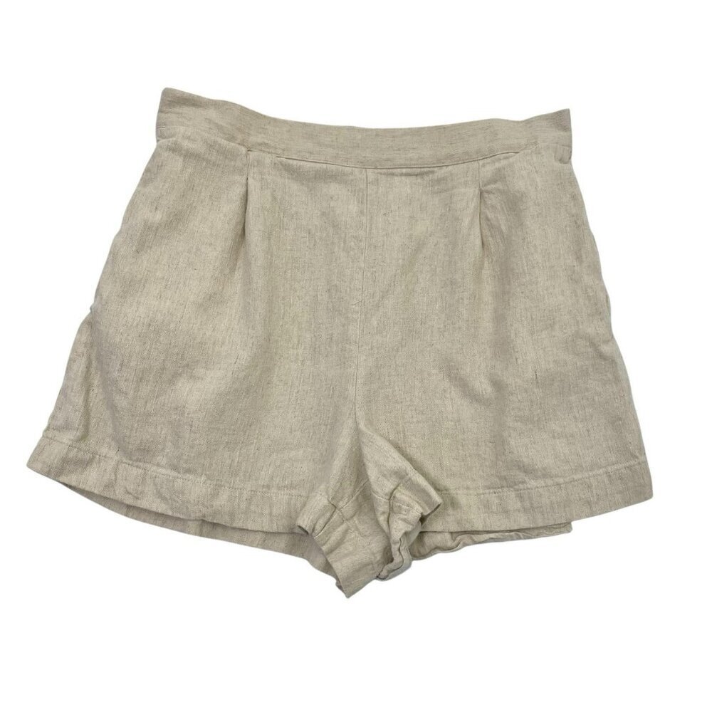 MADEWELL Linen Blend Pull-On Shorts Pockets Lightweight Natural Cream size Large